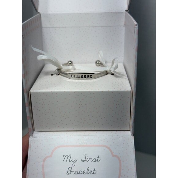 Mud Pie baby gift My First Bracelet silver BLESSED baptism christening birthday - Picture 4 of 4